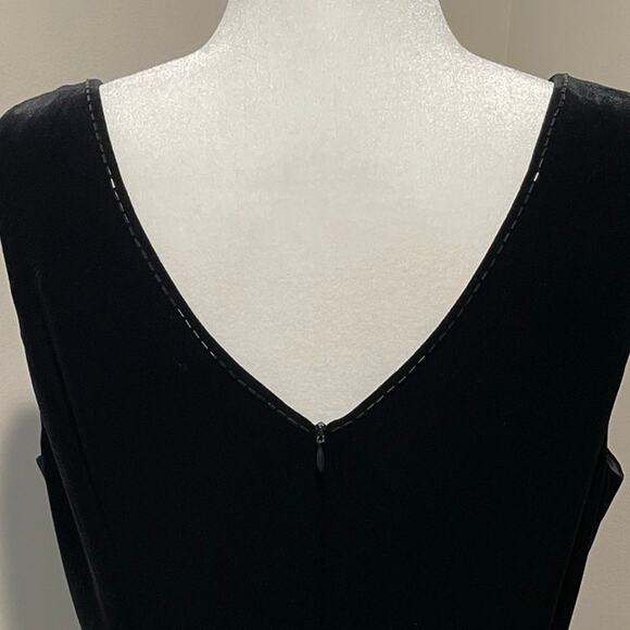 Vintage Sheri Martin Black Velvet Evening Gown Sz 16 Beading Godet Pleats Event - Picture 4 of 11